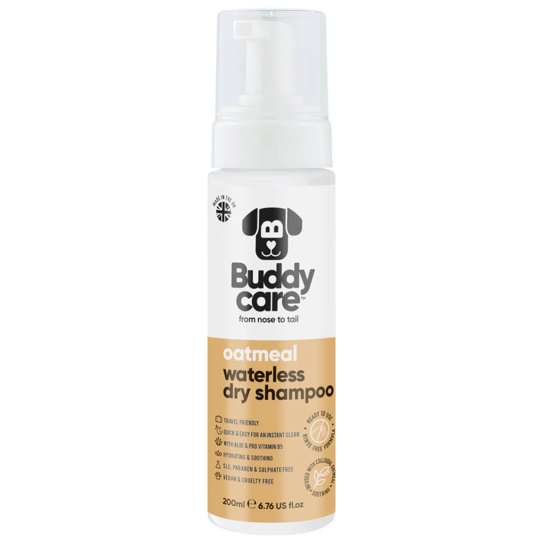 Buddy care oatmeal waterless shampoo