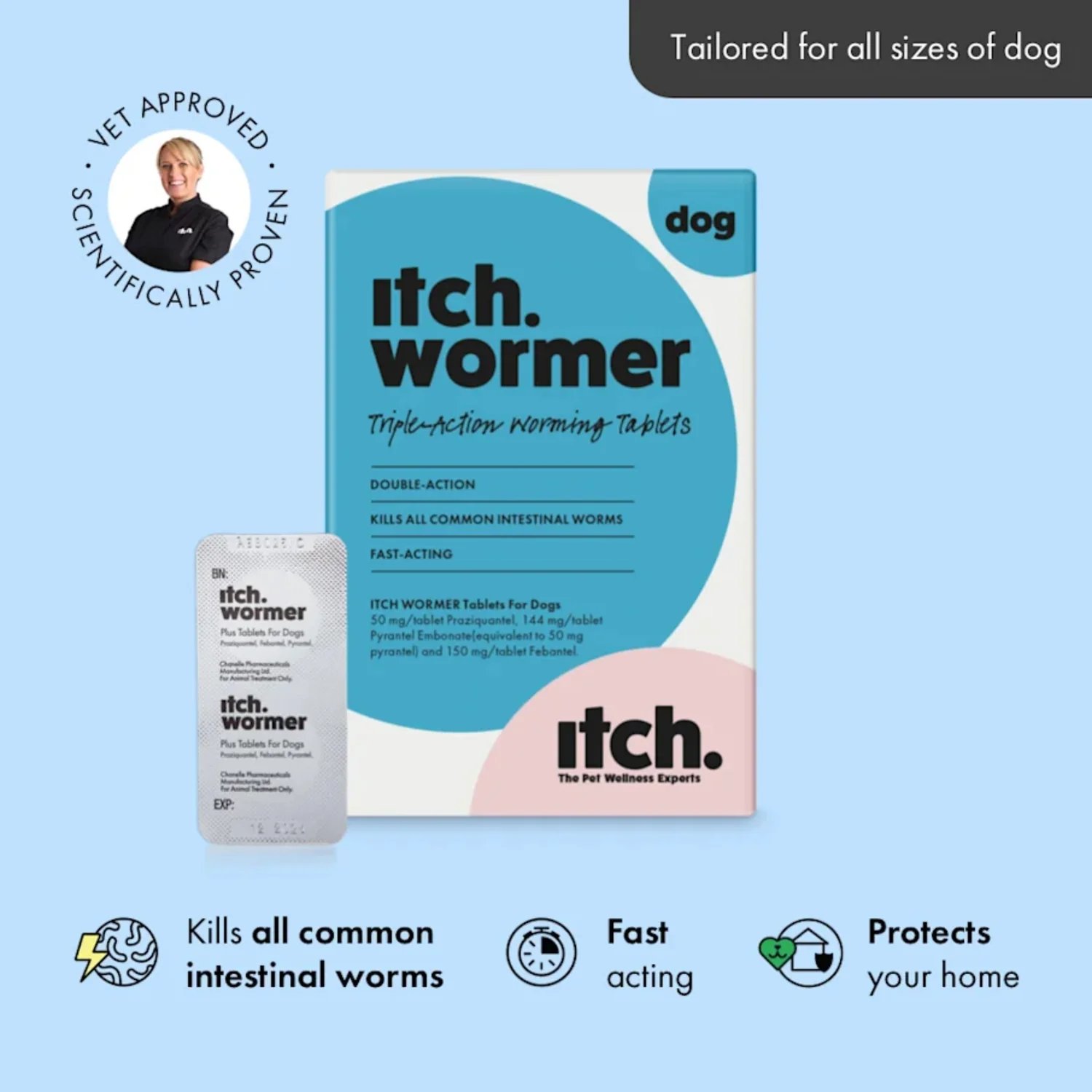 Itch dog wormer